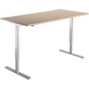 Schäfer Shop Select Schreibtisch Start Off, elektrisch höhenverstellbar, Rechteck, T-Fuß, B 1600 x T 800 x H 755-1255 mm, Eiche/weißaluminium