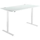 Schäfer Shop Select Schreibtisch Start Off, elektrisch höhenverstellbar, Rechteck, T-Fuß, B 1600 x T 800 x H 755-1255 mm, lichtgrau/weiß 