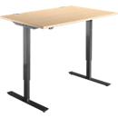 Schäfer Shop Select Schreibtisch START UP, elektrisch höhenverstellbar, Rechteck, T-Fuß, B 1200 x T 800 x H 705-1205 mm, Ahorn/schwarz 