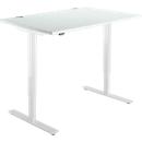 Schäfer Shop Select Schreibtisch START UP, elektrisch höhenverstellbar, Rechteck, T-Fuß, B 1200 x T 800 x H 705-1205 mm, lichtgrau/weiß 