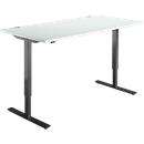 Schäfer Shop Select Schreibtisch START UP, elektrisch höhenverstellbar, Rechteck, T-Fuß, B 1600 x T 800 x H 705-1205 mm, lichtgrau/schwarz 