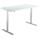 Schäfer Shop Select Schreibtisch START UP, elektrisch höhenverstellbar, Rechteck, T-Fuß, B 1600 x T 800 x H 705-1205 mm, lichtgrau/weißaluminium 
