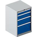 Schäfer Shop Select Schubladenschrank 27-27, 4 Schubl., bis 200 kg, B 564 x T 572 x H 850 mm, enzianblau/weißaluminium 