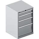 Schäfer Shop Select Schubladenschrank 27-27, 4 Schubl., bis 200 kg, B 564 x T 572 x H 850 mm, weißaluminium/weißaluminium 