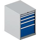 Schäfer Shop Select Schubladenschrank 27-36, 5 Schübe, bis 75 kg, B 564 x T 725 x H 800 mm, enzianblau/weissaluminium