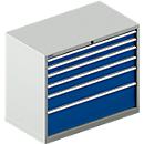 Schäfer Shop Select Schubladenschrank 54-27, 6 Schübe, bis 200 kg, B 1023 x T 572 x H 850 mm, lichtgrau/enzianblau