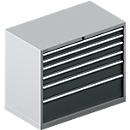 Schäfer Shop Select Schubladenschrank 54-27, 6 Schübe, bis 200 kg, B 1023 x T 572 x H 850 mm, weißalu/anthrazitgrau