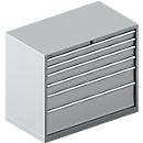 Schäfer Shop Select Schubladenschrank 54-27, 6 Schübe, bis 200 kg, B 1023 x T 572 x H 850 mm, weißalu/weißaluminium