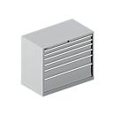 Schäfer Shop Select Schubladenschrank 54-27, 6 Schübe, bis 75 kg, B 1023 x T 572 x H 850 mm, weißalu/weißaluminium
