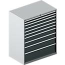 Schäfer Shop Select Schubladenschrank 64-36, 10 Schübe, bis 200 kg, B 1193 x T 725 x H 1450 mm, weißalu/anthrazitgrau