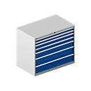 Schäfer Shop Select Schubladenschrank 64-36, 7 Schübe, bis 75 kg, B 1193 x T 725 x H 1000 mm, lichtgrau/enzianblau