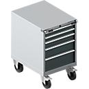 Schäfer Shop Select Schubladenschrank mit Rollen WSK 27-36, 5 Schübe, bis 200 kg, B 564 x T 725 x H 920 mm, weißaluminium/anthrazitgrau