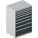 Schäfer Shop Select Schubladenschrank WSK 54-36, Stahl, 8 Schübe, bis 200 kg, B 1023 x T 725 x H 1000 mm, weissaluminium/anthrazitgrau