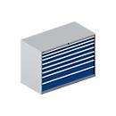 Schäfer Shop Select Schubladenschrank WSK 78â€“36 E, Stahl, 8 Schübe, 75 kg Traglast, B 1431 mm x T 725 mm x H 1000 mm, weißalu/enzianblau