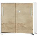 Schäfer Shop Select SET UP armario de puertas correderas, con cerradura, 2 alturas de archivador, An 800 x P 420 x Al 788 mm, blanco/roble silvestre