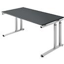Schäfer Shop Select SET UP Writing Desk, C-leg frame, 1600 x 800, graphite/white aluminium