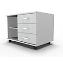 Schäfer Shop Select Sideboard mobile, étagère + 3 tiroirs + tiroir-plumier, l. 800, réglable à droite, gris clair