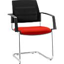 Schäfer Shop Select silla basculante SSI Proline Visit S2, ergonómica, con reposabrazos, apilable hasta 4 piezas, ancho 480 x fondo 480 x alto 480 mm, rojo/negro