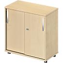Schäfer Shop Select sliding door cabinet LOGIN, 2 file heights, W 800 x D 420 x H 788 mm, maple decor/maple decor