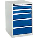 Schäfer Shop Select SSI SCHÄFER ladekast 27-36, 5 schuifladen, tot 75 kg, B 564 x D 725 x H 850 mm, gentiaanblauw/lichtgrijs