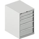 Schäfer Shop Select SSI SCHÄFER Schubladenschrank 27-36, 5 Schübe, bis 200 kg, B 564 x T 725 x H 850 mm, lichtgrau/lichtgrau