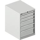 Schäfer Shop Select SSI SCHÄFER Schubladenschrank 27-36, 6 Schübe, bis 200 kg, B 564 x T 725 x H 850 mm, lichtgrau/lichtgrau
