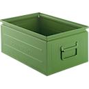 Schäfer Shop Select stacking box, 25 l, 120 kg, L 478 x W 307 x H 200 mm, steel, RAL 6011 (resada green)