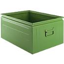 Schäfer Shop Select stacking box, 83 l, 250 kg, L 658 x W 459 x H 300 mm, steel, 6011 (resada green)