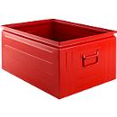 Schäfer Shop Select stacking box, 83 l, 250 kg, L 658 x W 459 x H 300 mm, steel, RAL 3000 (fire red)