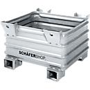 Schäfer Shop Select Stahlbehälter Serie SG 1000x800x600 mm, feuerverzinkt, 2000 kg, Gabeltaschen, Kranösen, stapelbar 1+4