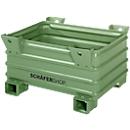 Schäfer Shop Select Stahlbehälter Serie SG 1200x800x600 mm, lackiert RAL 6011, 2000 kg, Gabeltaschen, Kranösen, stapelbar 1+4
