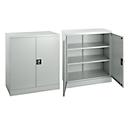 Schäfer Shop Select Stahlschrank, 2 OH, 2 höhenverstellbare Einlegeböden, Drehzylinderschloss, B 916 x T 422 x H 1000 mm, lichtgrau RAL 7035/lichtgrau RAL 7035, 2 Stück