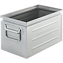 Schäfer Shop Select stapelbak, inhoud 13,4 l, 80 kg, inklapbare handgrepen, L 379 x B 207 x H 200 mm, plaatstaal, elektrolytisch verzinkt