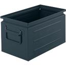Schäfer Shop Select stapelbak, inhoud 13,4 l, 80 kg, inklapbare handgrepen, L 379 x B 207 x H 200 mm, plaatstaal, grijs/blauw RAL 5008