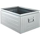 Schäfer Shop Select Stapelbox, 83 l, 250 kg, L 658 x B 459 x H 300 mm, Stahl, galvanisch verzinkt