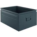 Schäfer Shop Select Stapelbox Serie, 83 l, 250 kg, L 658 x B 459 x H 300 mm, Stahl, RAL 5008 (graublau)
