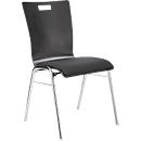 Schäfer Shop Select stapelstoel zwart-grijs, stapelbaar tot 10 stuks, bestand tegen desinfecterende middelen, met stoffen bekleding, B 430 x D 410 x H 450 mm, hout &amp; staal