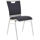 Schäfer Shop Select Stapelstuhl Grau, stapelbar bis 10 Stück, desinfektionsmittelbeständig, Sitz-/Rückenpolster, B 430 x T 410 x H 450 mm, Holz & Stahl