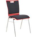 Schäfer Shop Select Stapelstuhl Rot, stapelbar bis 10 Stück, desinfektionsmittelbeständig, Sitz-/Rückenpolster, B 430 x T 410 x H 450 mm, Holz & Stahl