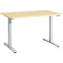 Schäfer Shop Select Start Off desk, T-foot, rectangle, steel/wood, W 1200 x D 800 x H 735 mm, maple 
