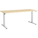 Schäfer Shop Select Start Off desk, T-foot, rectangle, steel/wood, W 1800 x D 800 x H 735 mm, maple 
