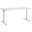 Schäfer Shop Select Start Off desk, T-foot, rectangular, steel/wood, W 1600 x D 800 x H 735 mm, light gray 