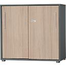 Schäfer Shop Select Start Off schuifdeurkast, 2 OH, afsluitbaar, B 800 x D 420 x H 788 mm, hout, grafiet/eikenhout
