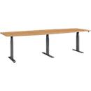 Schäfer Shop Select Table de conférence ERGO-T 2.0 Big, jusqu'à 8 personnes, réglable en hauteur électriquement, tonneau, pied en T, L 2800 mm, hêtre/anthracite 