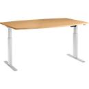 Schäfer Shop Select Table de réunion ERGO-T, pied-T, forme bateau, 1 section de réglage électrique en hauteur, l. 2000 x P 715-1182 mm, décor hêtre 
