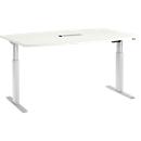Schäfer Shop Select Table de réunion ERGO-T, pieds en T, forme bateau, Netbox, 1 niveau de rég. élect. de la hauteur, l. 2000 x H 718-1188 mm, blanc 