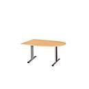 Schäfer Shop Select Table de réunion Planova, demi-cercle, 1400 x 1000 mm, coloris hêtre, bandeaux violet bordeaux 