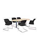 Schäfer Shop Select Table de réunion Planova, ovale, 2000 x 1000 mm, coloris érable, bandeaux bleu gentiane 