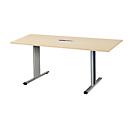 Schäfer Shop Select Table de réunion Planova, rectangle avec Netbox, 1600 x 800 mm, coloris érable, bandeaux bleu gentiane