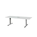Schäfer Shop Select Table de réunion Planova, rectangle avec Netbox, 2000 x 800 mm, gris clair, bandeaux alu blanc